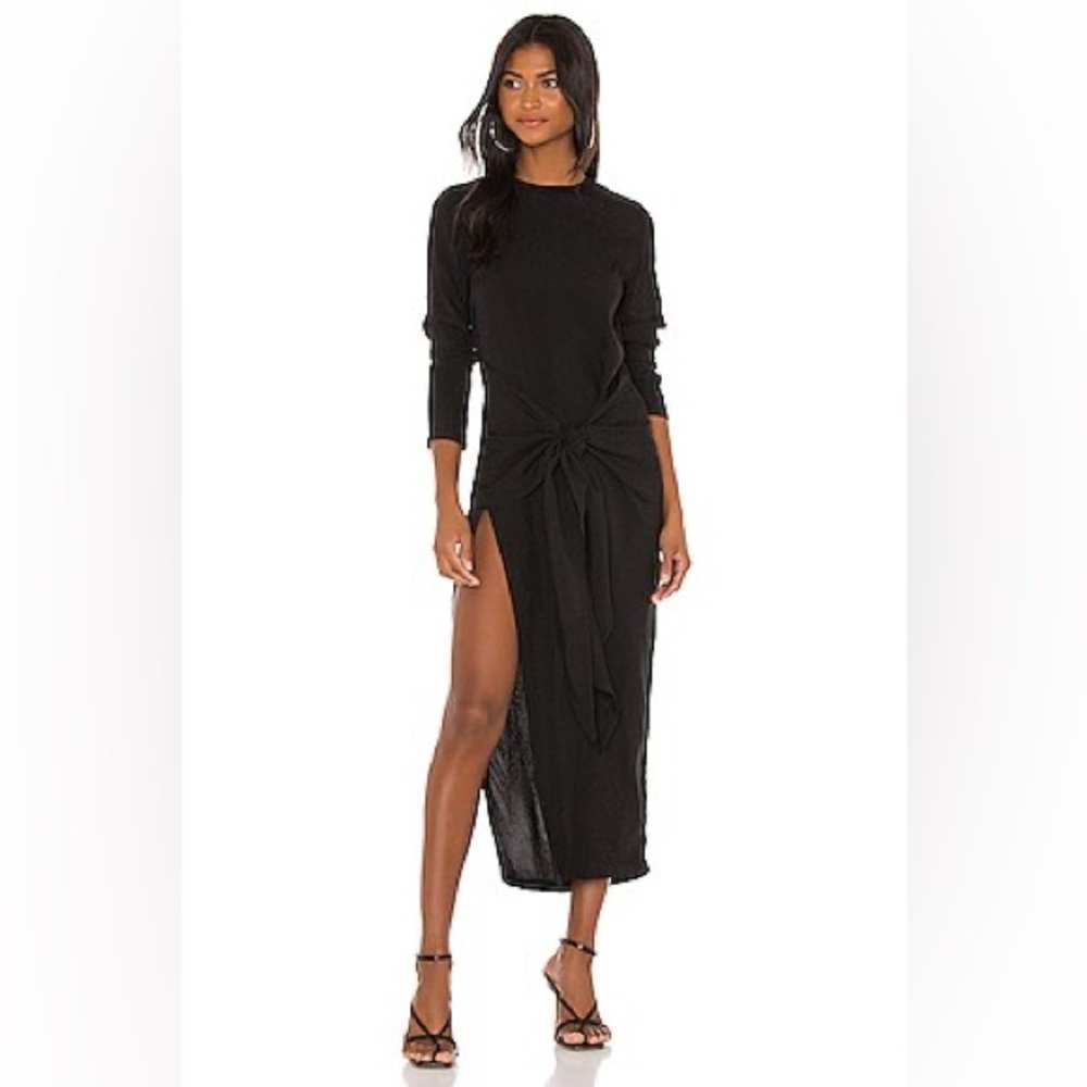 NWT ATOIR The Paris Dress Black Long Sleeve Midi Wrap Dress Size 4